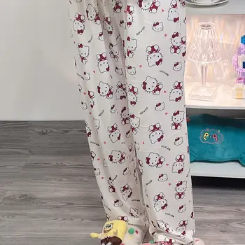 Naujas Hello Kitty Kuromi Mano melodija Sanrio anime ir animacinių filmų mielas pižama laisvas kelnes kūrybos asmeninį namuose plačiai kojų kelnės dovana
