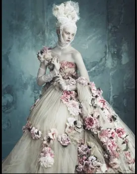 Verngo Romantiška Smėlio 3D Gėlių Kamuolys Suknelė Prom Dresses Vieną Petį Nėščioms Moterims Oficialų Šalis Suknelė Svajinga Vakare Chalatai