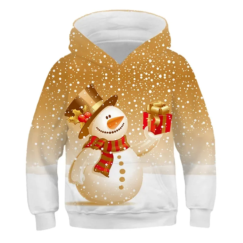 Kawaii Hoodies Kalėdų 3D Spausdinimo Santa Snowmen Megztiniai Berniukams, Mergaitėms Unisex Gobtuvu Megztiniai vaikams Mados Negabaritinių Hoodie